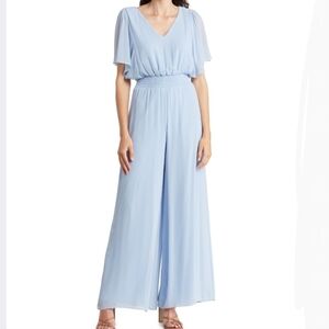 Halogen Flutter Sleeve Wide Leg Chiffon Jumpsuit.